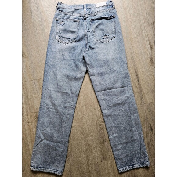 PISTOLA Distressed Straight Leg Blue Ripped Denim Jeans 28 High Rise Botton Fly - Picture 6 of 7